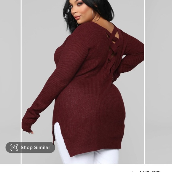Burgundy sweater with crossed back from fashion nova - Picture 2 of 6